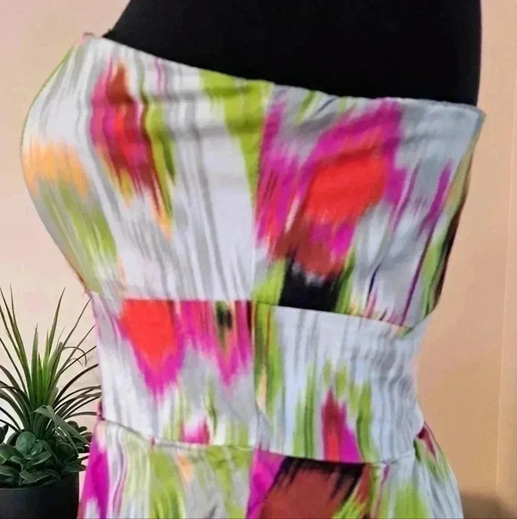 ❤️ Women's Strapless Mini Dress - Poet Mulitcolour Short Dress - Size 7 - Picture 6 of 13